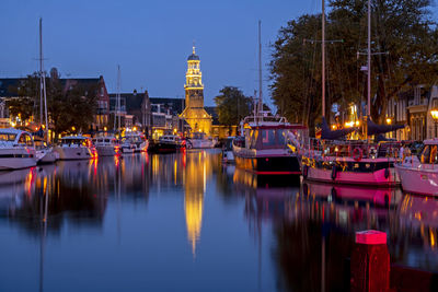 View on lemmer in friesland the netherlands at sunset