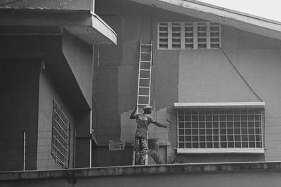 Low angle view of modern building in city