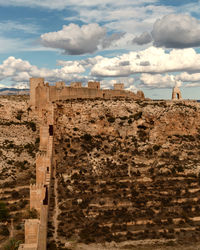 View of old building against cloudy sky