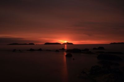 Scenic view of sea at sunset