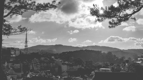 High angle view of cityscape against sky