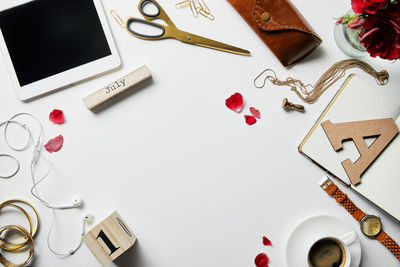 Directly above shot of objects on table