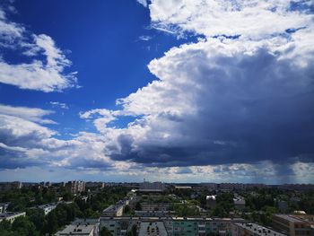 High angle view of buildings in city