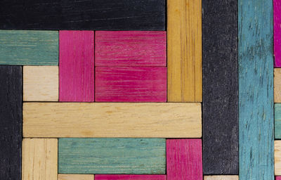 Full frame shot of multi colored wooden plank