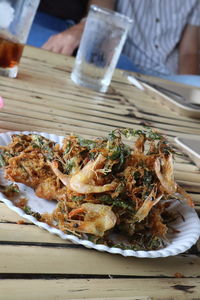 Close-up of meal served on table in restaurant