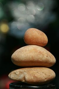 Close-up of bread on black background