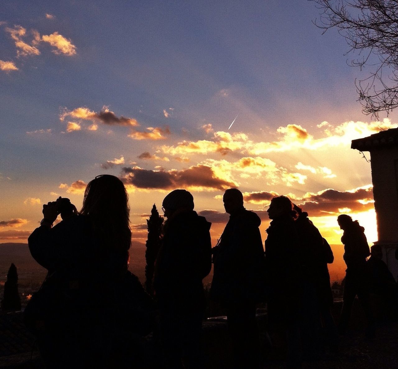 silhouette, sunset, sky, cloud - sky, men, person, cloud, beauty in nature, large group of people, dusk, togetherness, outline, scenics, lifestyles, nature, leisure activity, orange color, tranquility, outdoors