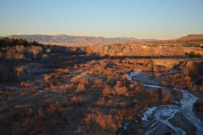 Scenic view of landscape against clear sky