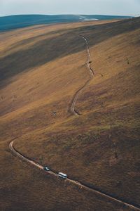 High angle view of road amidst land