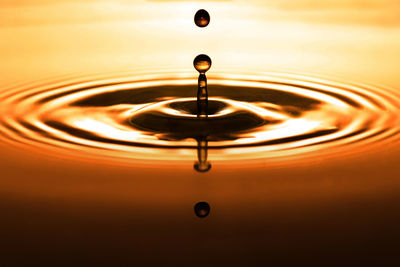 Close-up of drop falling in water