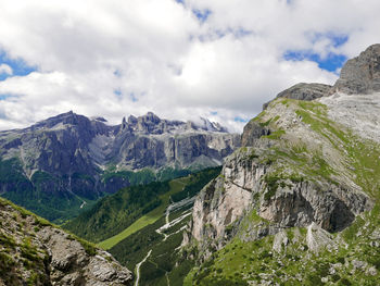 Panoramic view of landscape and mountains against sky