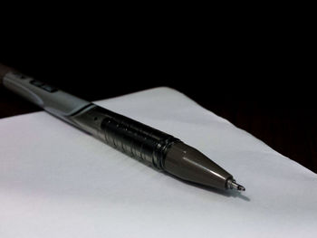 High angle view of pen on table