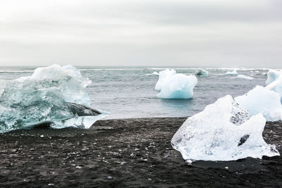 Scenic view of frozen sea against sky