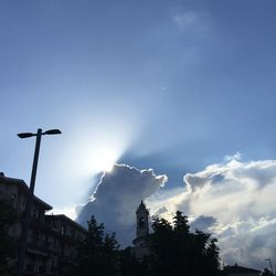 Low angle view of built structure against blue sky