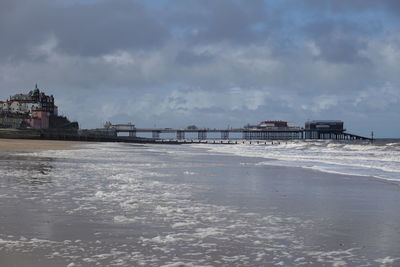 Scenic view of sea against sky during winter