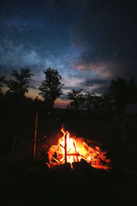 View of fire in sky at night