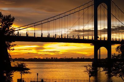 Silhouette of bridge over river