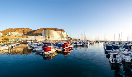 February 02 2022-panoramic view of the port of puerto rico canary island