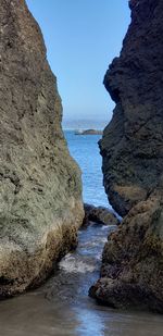 Scenic view of sea against clear sky