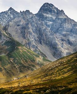 Scenic view of mountain range against sky