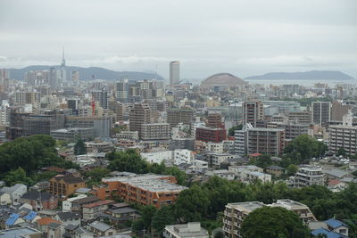 High angle view of townscape against sky