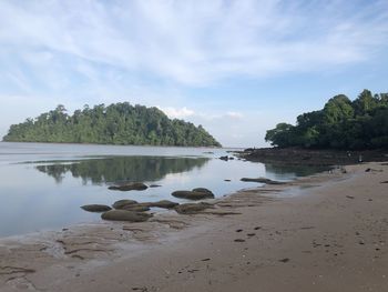 Scenic view of beach against sky