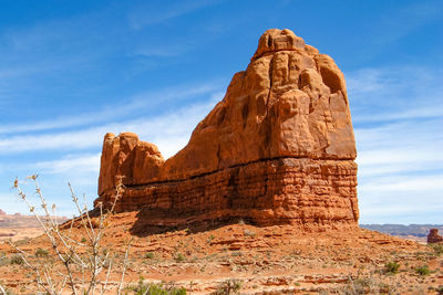 Low angle view of old ruins against blue sky