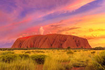 Scenic view of landscape against sky during sunset