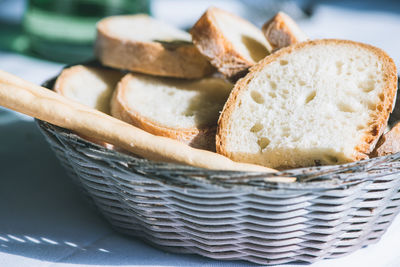 Close-up of bread in basket