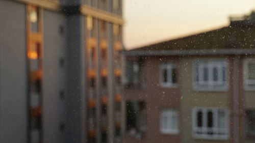 Close-up of wet window in rainy season