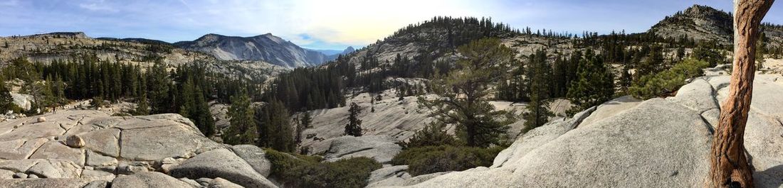 Panoramic view of rocky mountains against sky