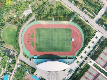 High angle view of stadium