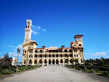 View of historic building against blue sky