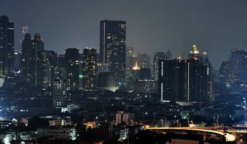 City illuminated at dusk