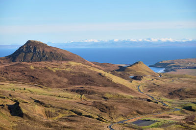 Scenic view of landscape and mountains against sky