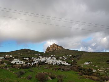 Scenic view of residential buildings against sky