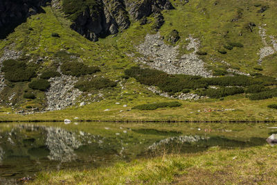 Scenic view of lake by mountain