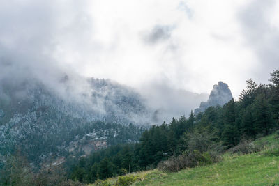 Scenic view of mountains against sky