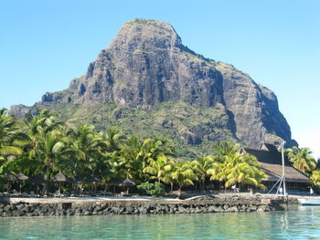 Scenic view of sea against clear sky