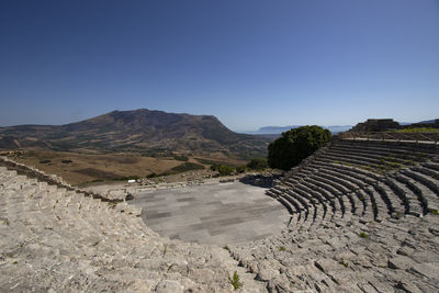 Scenic view of mountains against clear sky