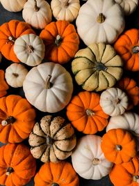 High angle view of pumpkins