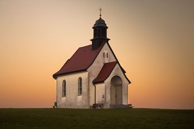 View of buildings at sunset