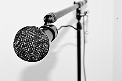 Close-up of microphone in studio