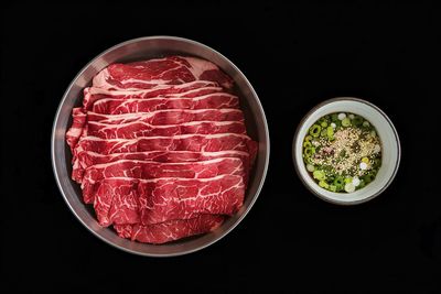 High angle view of food on table