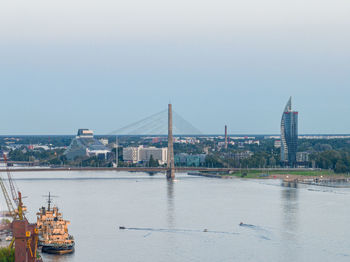 Beautiful panoramic aerial view of the riga city.