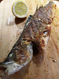 High angle view of ice cream on table