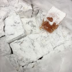 High angle view of bread on white