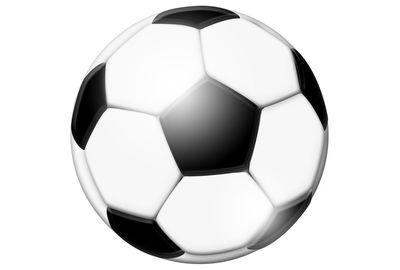 Close-up of soccer ball against white background