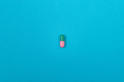 High angle view of blue light on table