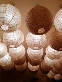 Low angle view of illuminated lanterns